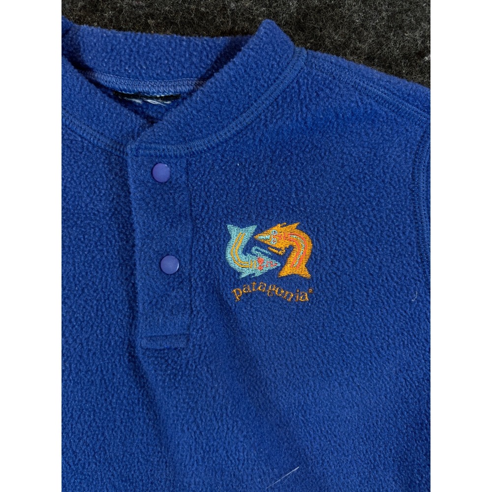 Patagonia Synchilla Fleece Snap-T Pullover Sweater Kids S Blue Hiking Camping - Picture 4 of 9